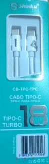 Cabo Tipo C + Tipo C Shinka para carregador e Transmisso de dados 1MCB-TPC-TPC 18W