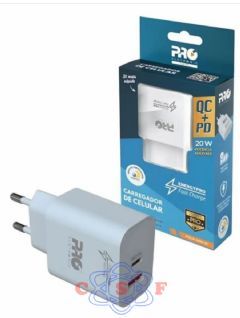Carregador Celular Universal Proeletronic Ultrarr�pido 20w 2 saidas 1 Tipo C + Tipo C e 1 Usb + Tipo C
