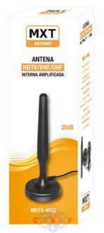 Antena Digital HDTV VHF UHF 25DB Interna Amplificada MDTV-400B MXT Fonte Inclusa