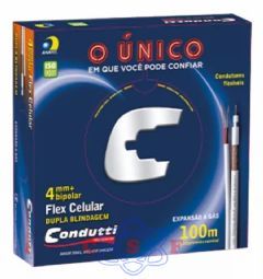 Cabo Coaxial Conduti Bipolar 4mm 80%Malha para Camera Segurança Dupla Blindagem 2x26