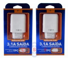 Carregador Rapido Inova 3,1 Amperes 2 USB + Cabo Tipo CAR 3160C