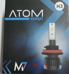Kit Lmpada Farol Led R8 M7 Atom H3 50W 12V a 24V Lumens 7400 par 6500K Menor Lmpada do Mercado