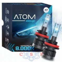 Kit Lâmpada Farol Led R8 M7 Atom H7 8000K 50W 12 Volts Lumens 7400 par Menor Lâmpada do Mercado