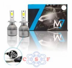 Kit Lâmpada Super Led M7 H7 6000 Lumens o par 50 Watts 6500k