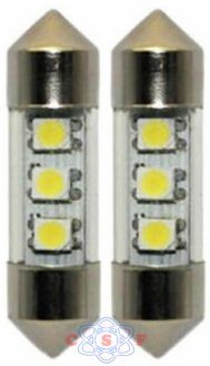 Lâmpada Automotiva Led SMD Branco Torpedo 12V Teslla TL6411SMD Kit Led SMD
