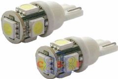 Lâmpada Automotiva T10 SMD Esmagada Cambus 5 Leds 5050 Kit 2 peças