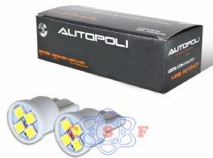 Lmpada Autopoli Automotiva T10 Esmagada 4 Leds Frontal sem Cambus AP 1502 1,8W 12Volts Branca Kit Duas ps