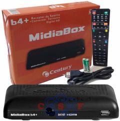 Receptor Parabólica Century MidiaBox HDTV B4+ Satélite, com Conversor Terrestre 100% Digital HD SATHD Regional