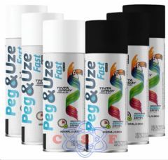 Tinta Spray PEG&USE Premium Branco Alta Temperatura 400 ml Peso Liquido 235Gramas