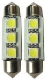 Lampada Torpedo T6 3 LED'S 5050 28mm Branca Unitario tipo fusivl