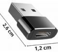 Adaptador OTG Tipo C Fmea x Usb Macho Conecte Pendrive Teclado Mouse PCs e Notebooks Cor Preto Compacto e Prtico